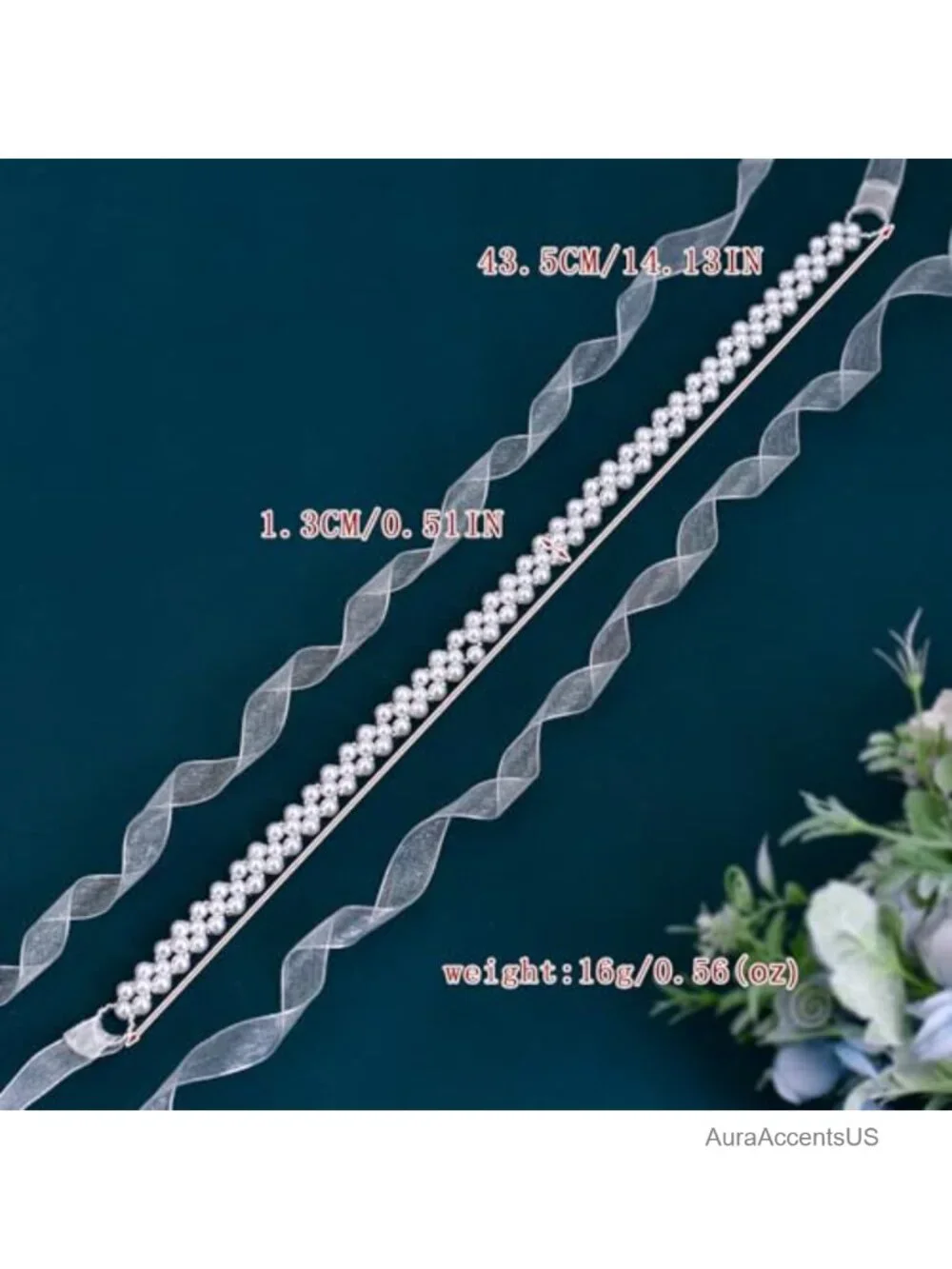 Pearl Beaded Wedding Sash Belt Handmade Organza Ribbon Bridal Gown Belt